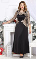 Mira Fashion 4746 - ошатне білоруське чорне плаття із золотою вишивкою